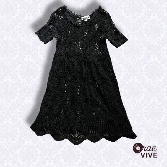 Contempo Casuals Dresses & Skirts - Vintage 90s Contempo Casuals Black Crochet Babydoll Dress Small XS Y2K Grunge